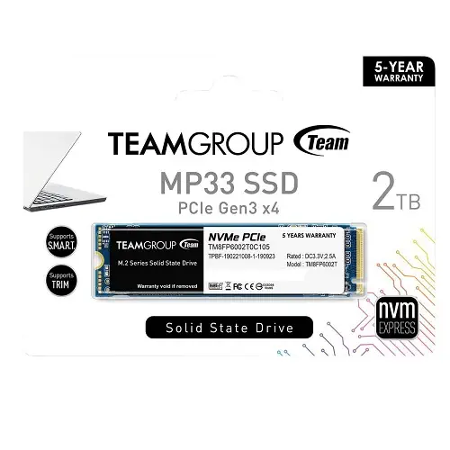 Team MP33 2TB 1800/1500MB/s NVMe PCIe Gen3x4 M.2 SSD Disk (TM8FP6002T0C101)