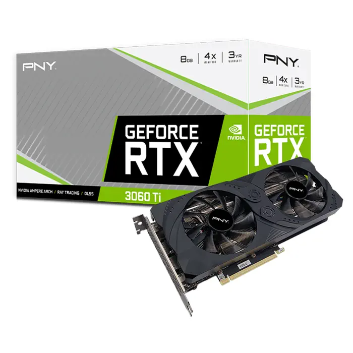 PNY GeForce RTX 3060 Ti 8GB Uprising Dual Fan LHR VCG3060T8LDFMPB 8GB GDDR6 256Bit DX12 Gaming Ekran Kartı