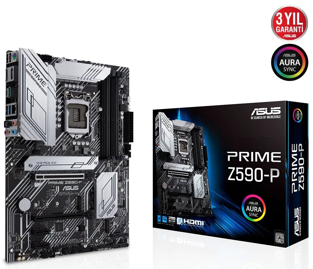Asus Prime Z590-P WIFI Intel Z590 Soket 1200 DDR4 5133(OC)MHz ATX Gaming (Oyuncu) Anakart