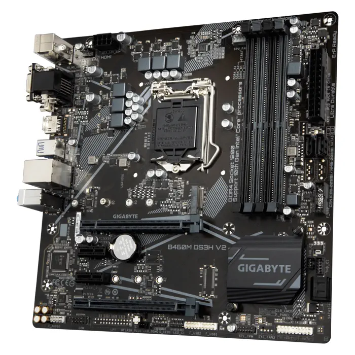 Gigabyte B460M DS3H V2 Intel B460 Soket 1200 DDR4 2933MHz mATX Gaming (Oyuncu) Anakart