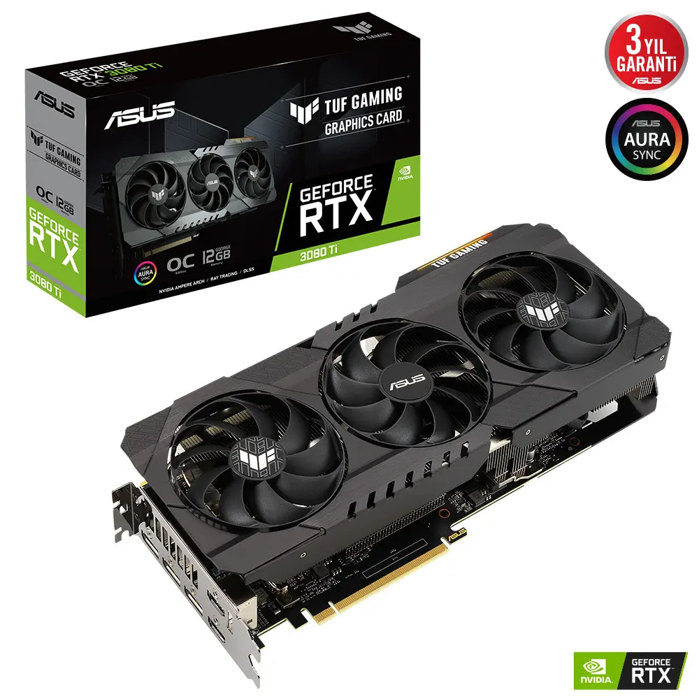 Asus TUF Gaming GeForce RTX 3080 Ti OC TUF-RTX3080TI-O12G-GAMING 12GB GDDR6X 384Bit DX12 Gaming (Oyuncu) Ekran Kartı