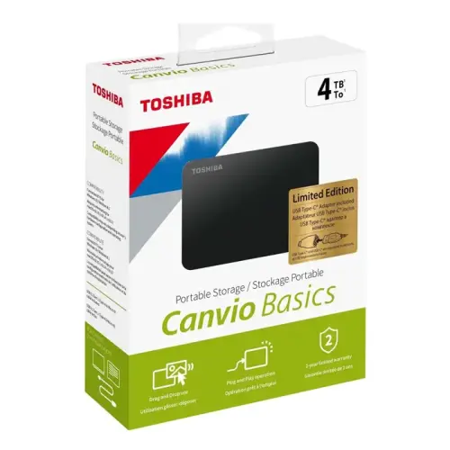 Toshiba Canvio Basics HDTB440EK3CB 4TB 2.5” USB 3.2 Taşınabilir Harddisk