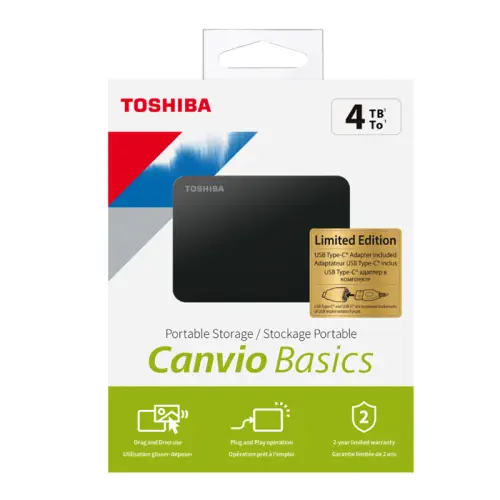 Toshiba Canvio Basics HDTB440EK3CB 4TB 2.5” USB 3.2 Taşınabilir Harddisk