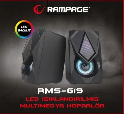 Rampage RMS-G19 2.0 5 Watt RGB LED USB Gaming Hoparlör