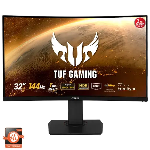 Asus TUF Gaming VG32VQ 31.5″ 1ms 144Hz ELMB Adaptive-Sync Flicker-Free VA WQHD Curved Gaming Monitör