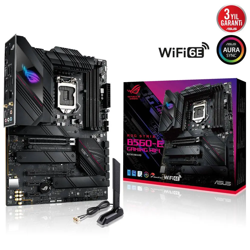 Asus ROG Strix B560-E Gaming WIFI Intel B560 Soket 1200 DDR4 5333(OC)MHz ATX Gaming (Oyuncu) Anakart
