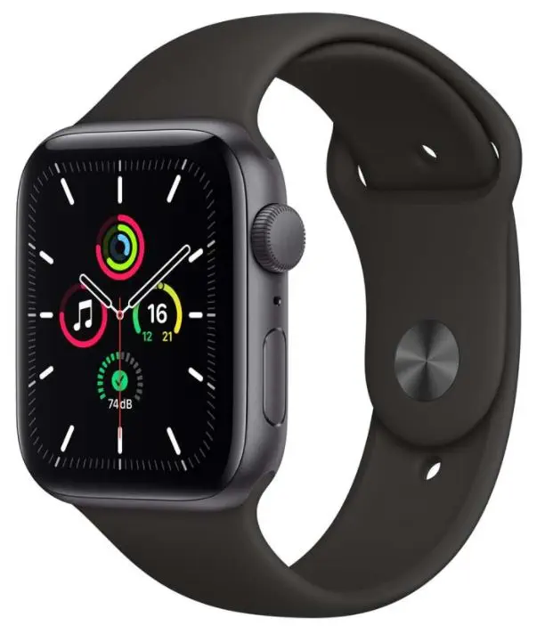 Apple Watch SE 44mm GPS Space Gray Alüminyum Kasa ve Siyah Spor Kordon MYDT2TU/A