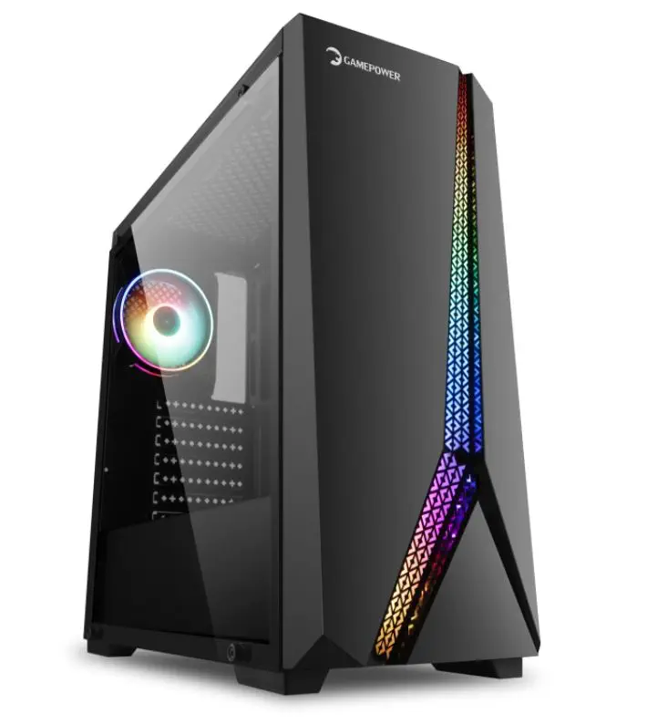 GamePower Mythril 550W +80 Bronze Dahili PSU`lu 1x120mm ARGB Fan ARGB LED Bar Temperli Cam Gaming ATX RGB Kontrolcüsü ve Uzaktan Kumanda Kasa