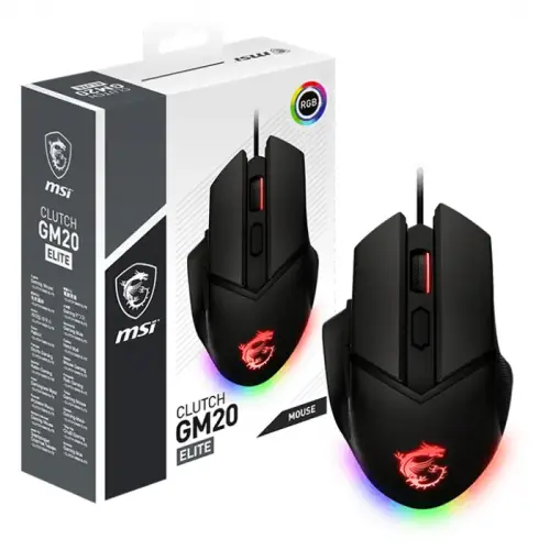 MSI Clutch GM20 Elite 6400DPI 6 Tuş RGB Optik Kablolu Gaming (Oyuncu) Mouse