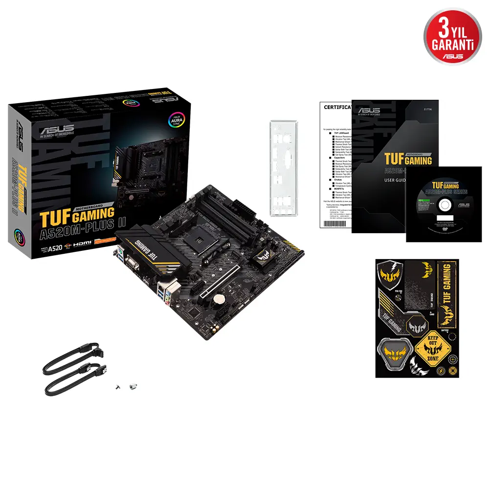 ASUS TUF Gaming A520M-Plus II AMD A520 Soket AM4 DDR4 4866(OC)MHz mATX Gaming (Oyuncu) Anakart