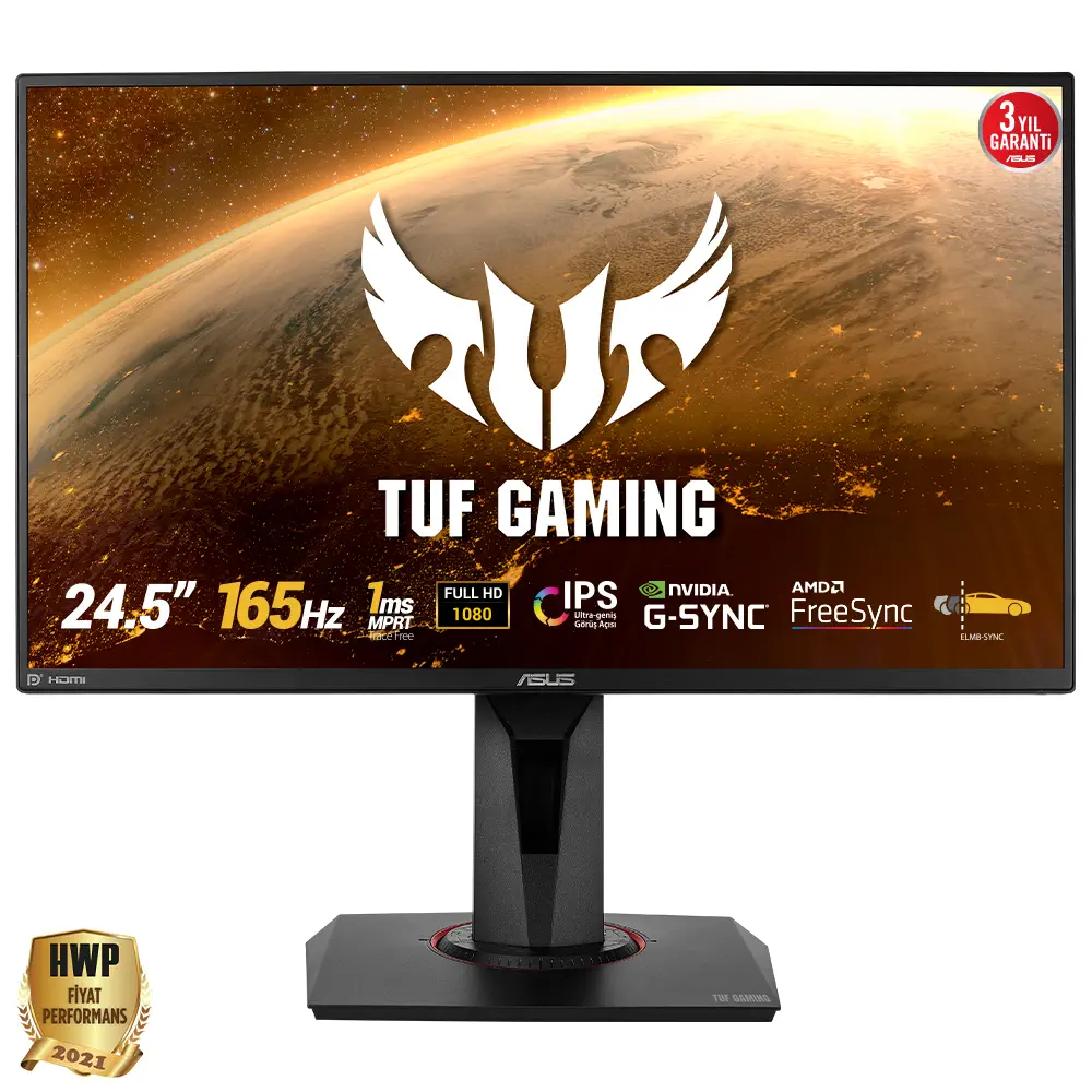 Asus TUF Gaming VG259QR 24.5” 165Hz 1ms Adaptive-Sync IPS Full HD Gaming (Oyuncu) Monitör