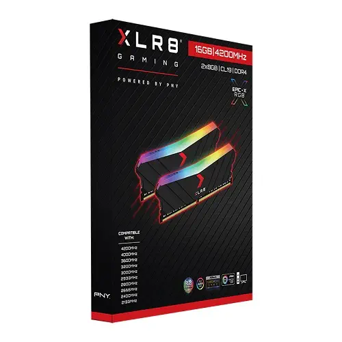 PNY XLR8 Gaming EPIC-X RGB 16GB (2x8GB) 4200MHz CL19 DDR4 Gaming Ram (MD16GK2D4420019XRGB)