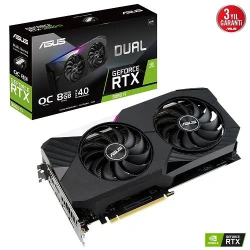 Asus Dual GeForce RTX 3060 Ti V2 OC DUAL-RTX3060TI-O8G-V2 8GB GDDR6 256Bit DX12 Gaming (Oyuncu) Ekran Kartı