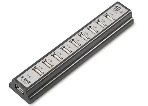 S-link SL-U110 (SL-H105) 10 Port USB 2.0 Adaptörlü USB Hub