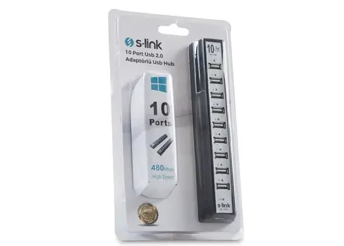 S-link SL-U110 (SL-H105) 10 Port USB 2.0 Adaptörlü USB Hub