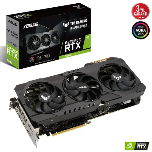 Asus TUF Gaming GeForce RTX 3080 V2 OC TUF-RTX3080-O10G-V2-GAMING 10GB GDDR6X 320Bit DX12 Gaming (Oyuncu) Ekran Kartı