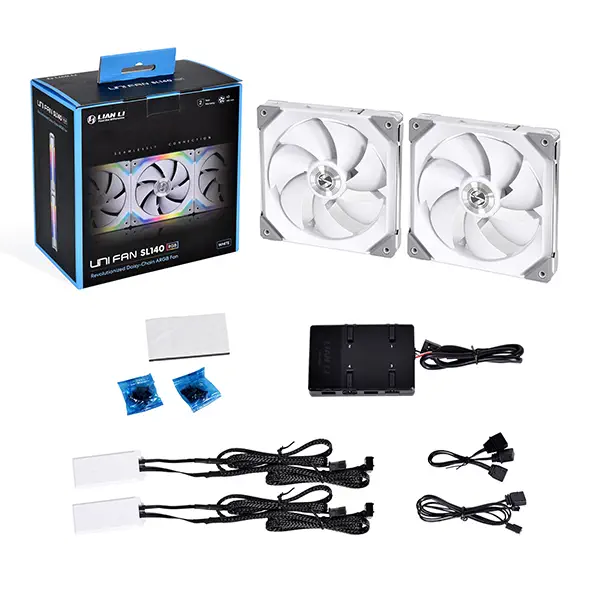 Lian Li UNI Fan SL140 White 2x140mm RGB PWM Beyaz Kasa Fanı