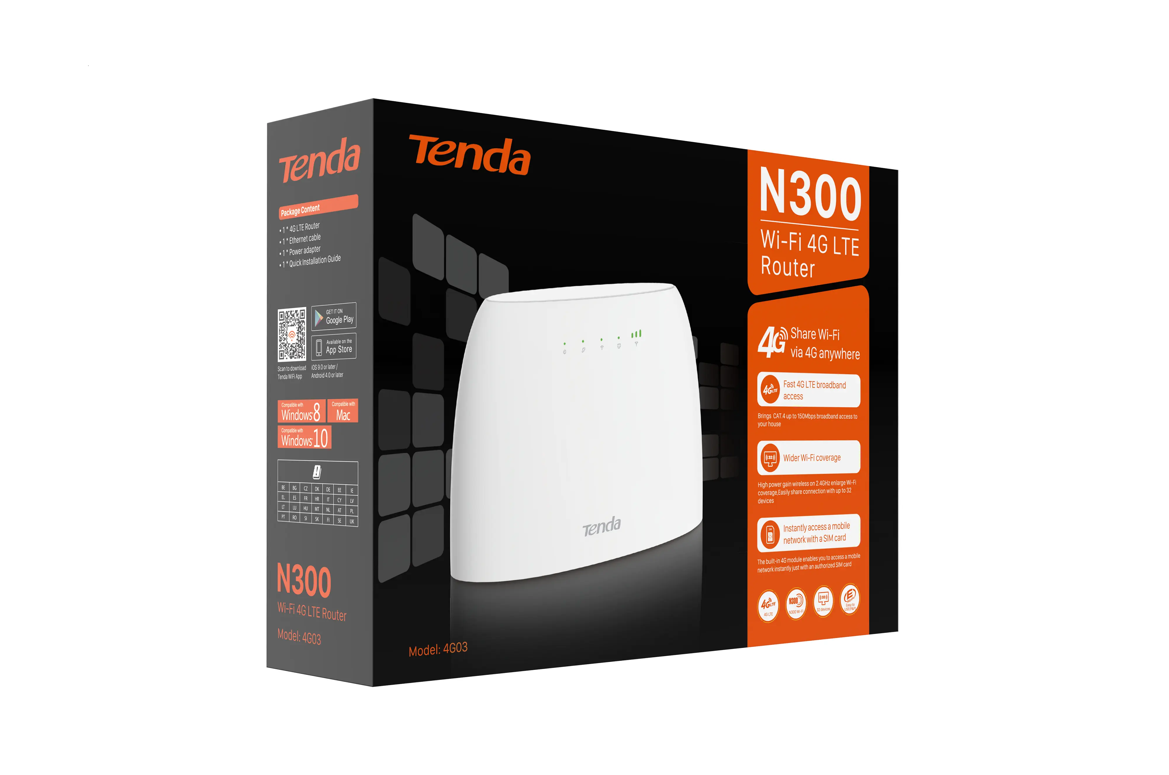Tenda 4G03 N300 3G/4G LTE Router