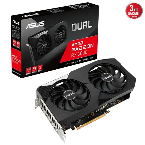 Asus Dual Radeon RX 6600 DUAL-RX6600-8G 8GB GDDR6 128Bit DX12 Gaming (Oyuncu) Ekran Kartı