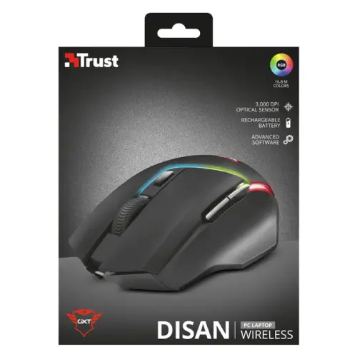 Trust GXT 161 Disan 22210 3000 DPI 6 Tuş Optik RGB Kablosuz Gaming (Oyuncu) Mouse