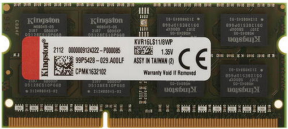 Kingston ValueRAM KVR16S11/8WP 8GB (1x8GB) DDR3 1600MHz CL11 Notebook Ram (Bellek)