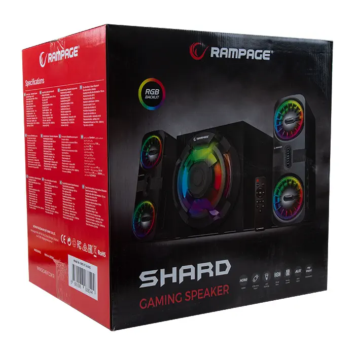 Rampage RMS-311 Shard 2+1 80W USB+HDMI+Bluetooth+FM RGB LED Gaming Speaker