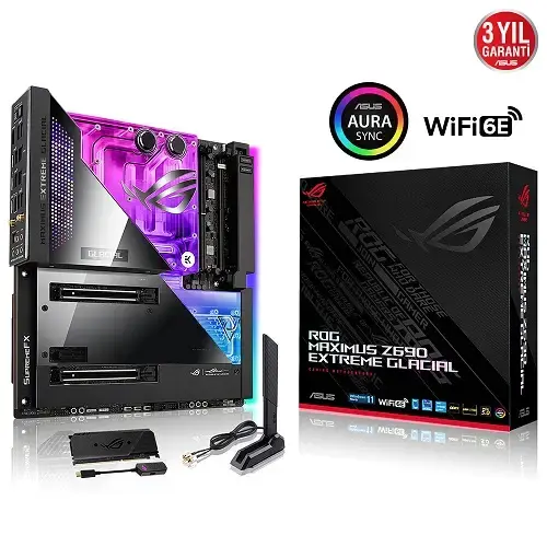 Asus ROG Maximus Z690 Extreme Glacial Intel Z690 Soket 1700 DDR5 6400(OC)MHz E-ATX Gaming (Oyuncu) Anakart