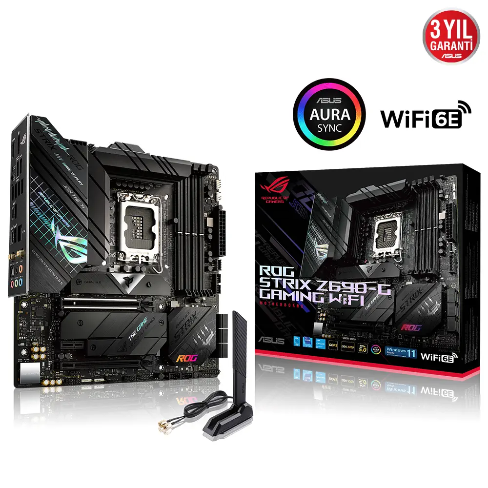 Asus ROG Strix Z690-G Gaming WIFI Intel Z690 Soket 1700 DDR5 6000(OC)MHz mATX Gaming (Oyuncu) Anakart