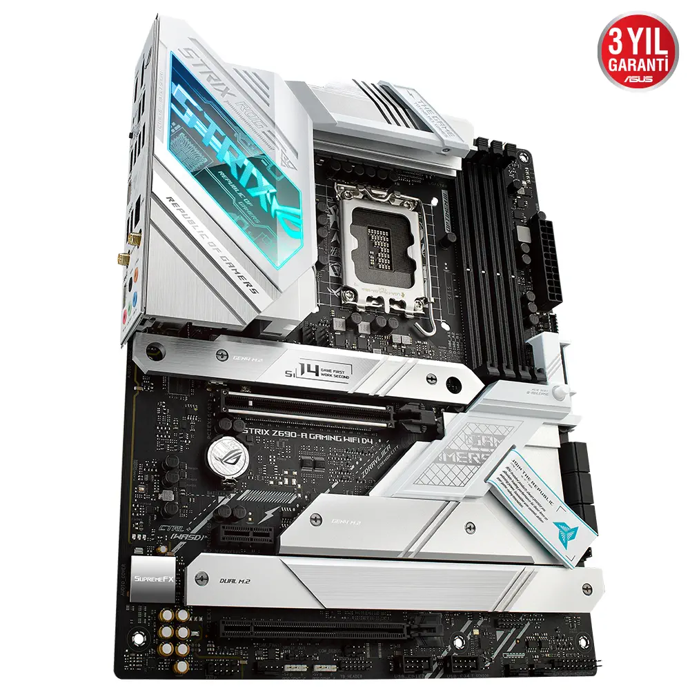 ASUS ROG Strix Z690-A Gaming WIFI D4 Intel Z690 Soket 1700 DDR4 5333(OC)MHz ATX Gaming (Oyuncu) Anakart