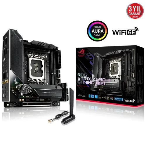 Asus ROG Strix Z690-I Gaming WIFI Intel Z690 Soket 1700 DDR5 6400(OC)MHz Mini-ITX Gaming (Oyuncu) Anakart