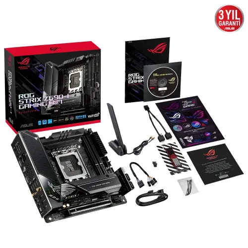 Asus ROG Strix Z690-I Gaming WIFI Intel Z690 Soket 1700 DDR5 6400(OC)MHz Mini-ITX Gaming (Oyuncu) Anakart