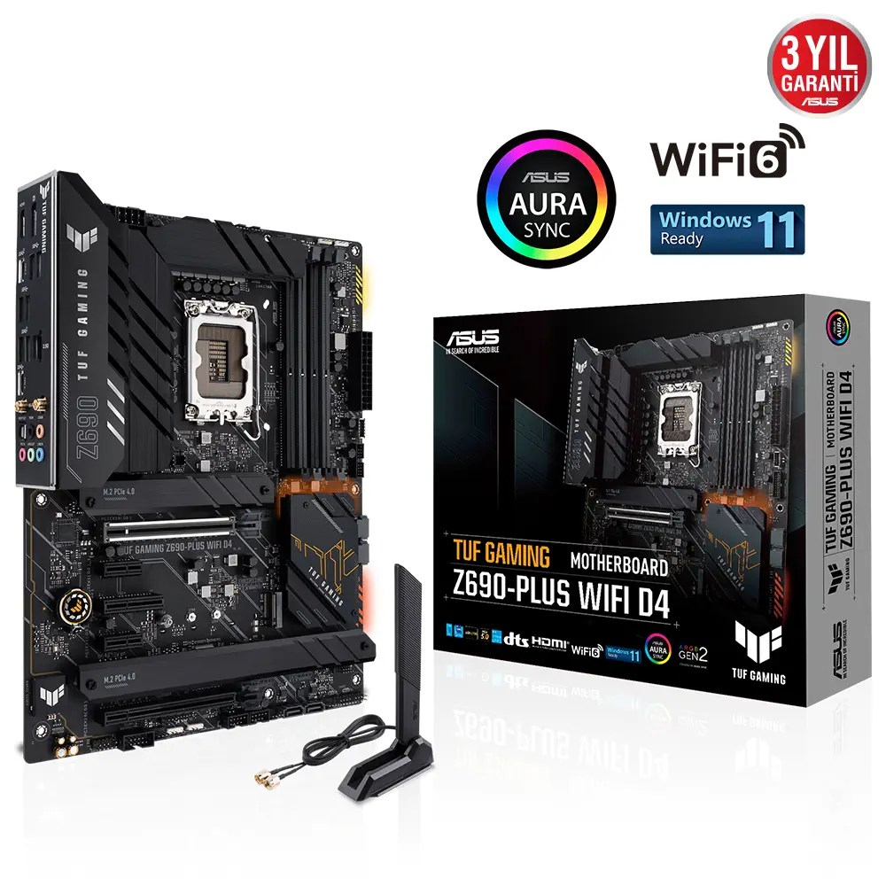 ASUS TUF Gaming Z690-Plus WIFI D4 Intel Z690 Soket 1700 DDR4 5333(OC)MHz ATX Gaming Anakart