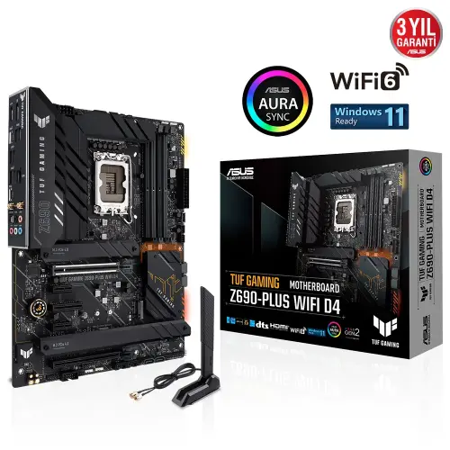 ASUS TUF Gaming Z690-Plus WIFI D4 Intel Z690 Soket 1700 DDR4 5333(OC)MHz ATX Gaming Anakart