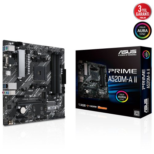 Asus Prime A520M-A II AMD A520 Soket AM4 DDR4 4866(OC)MHz mATX Gaming (Oyuncu) Anakart
