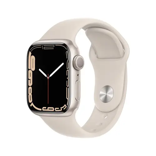 Apple Watch Series 7 GPS 41mm Yıldız Işığı Alüminyum Kasa ve Yıldız Işığı Spor Kordon - MKMY3TU/A