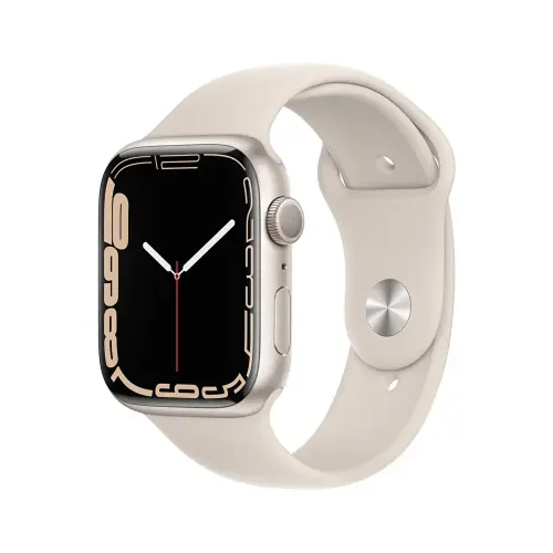 Apple Watch Series 7 GPS 45mm Yıldız Işığı Alüminyum Kasa ve Yıldız Işığı Spor Kordon - MKN63TU/A