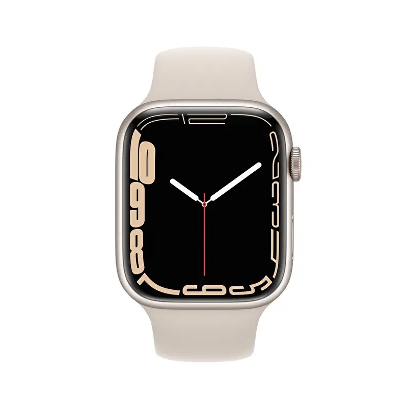 Apple Watch Series 7 GPS 45mm Yıldız Işığı Alüminyum Kasa ve Yıldız Işığı Spor Kordon - MKN63TU/A