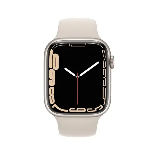 Apple Watch Series 7 GPS 45mm Yıldız Işığı Alüminyum Kasa ve Yıldız Işığı Spor Kordon - MKN63TU/A
