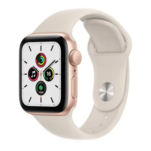 Apple Watch SE GPS 44mm Altın Alüminyum Kasa ve Yıldız Işığı Spor Kordon MKQ53TU/A