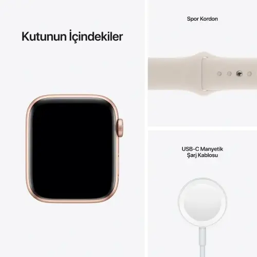 Apple Watch SE GPS 44mm Altın Alüminyum Kasa ve Yıldız Işığı Spor Kordon MKQ53TU/A