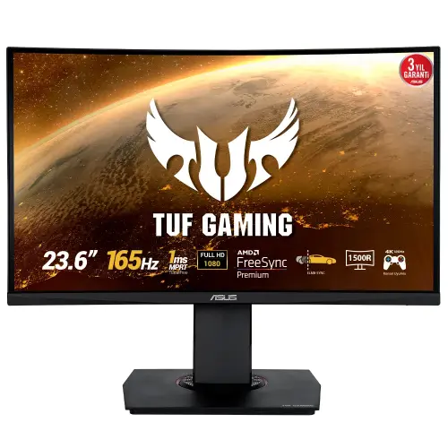 Asus TUF Gaming VG24VQR 23.6” 165Hz 1ms FreeSync Premium VA Full HD Curved Gaming (Oyuncu) Monitör