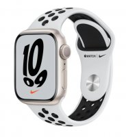 Apple Watch Nike Series 7 GPS, 41mm Yıldız Işığı Alüminyum Kasa ve Saf Platin/Siyah Nike Spor Kordon - MKN33TU/A