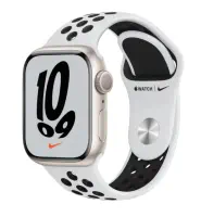 Apple Watch Nike Series 7 GPS, 41mm Yıldız Işığı Alüminyum Kasa ve Saf Platin/Siyah Nike Spor Kordon - MKN33TU/A 