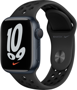 Apple Watch Nike Series 7 GPS, 41mm Gece Yarısı Alüminyum Kasa ve Antrasit/Siyah Nike Spor Kordon - MKN43TU/A