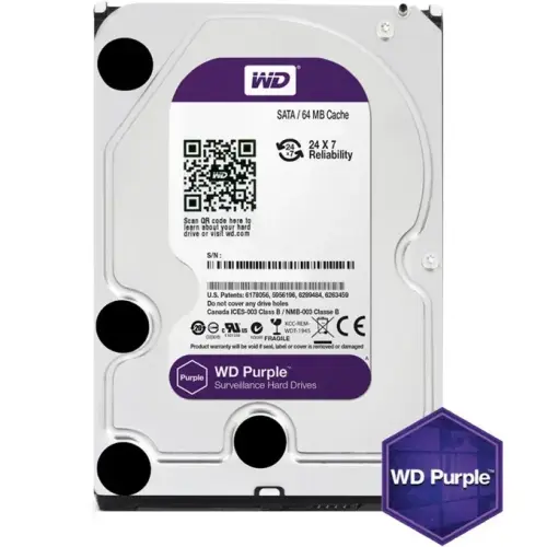 WD Purple WD22PURZ 2TB 3.5″ 5400RPM 64MB SATA 6GB/s 7x24 Güvenlik Diski