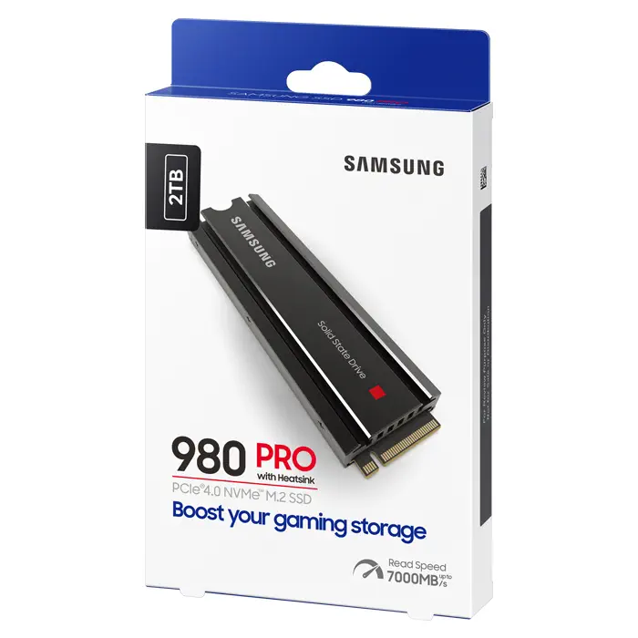 Samsung 980 PRO w/Heatsink MZ-V8P2T0CW 2TB 7000/5100MB/s PCIe NVMe M.2 SSD Disk