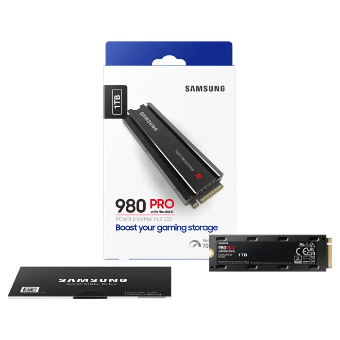 Samsung 980 PRO w/Heatsink MZ-V8P1T0CW 1TB 7000/5000MB/s PCIe NVMe M.2 SSD Disk