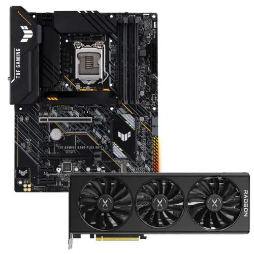 XFX Speedster SWFT 319 AMD Radeon RX 6900 XT Core RX-69XTAQFD9 16GB GDDR6 256Bit DX12 Ekran Kartı + Asus TUF Gaming B560-Plus WIFI Intel B560 Soket 1200 DDR4 5000(OC)MHz ATX Anakart Bundle