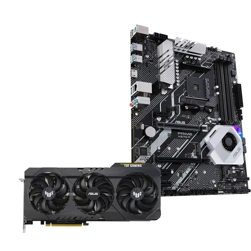 Asus TUF Gaming GeForce RTX 3060 Ti V2 OC TUF-RTX3060TI-O8G-V2-GAMING - Asus Prime X570-P AMD X570 Soket AM4 DDR4 4400(OC)MHz ATX Gaming Anakart Bundle