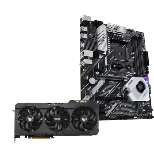 Asus TUF Gaming GeForce RTX 3060 Ti V2 OC TUF-RTX3060TI-O8G-V2-GAMING - Asus Prime X570-P AMD X570 Soket AM4 DDR4 4400(OC)MHz ATX Gaming Anakart Bundle